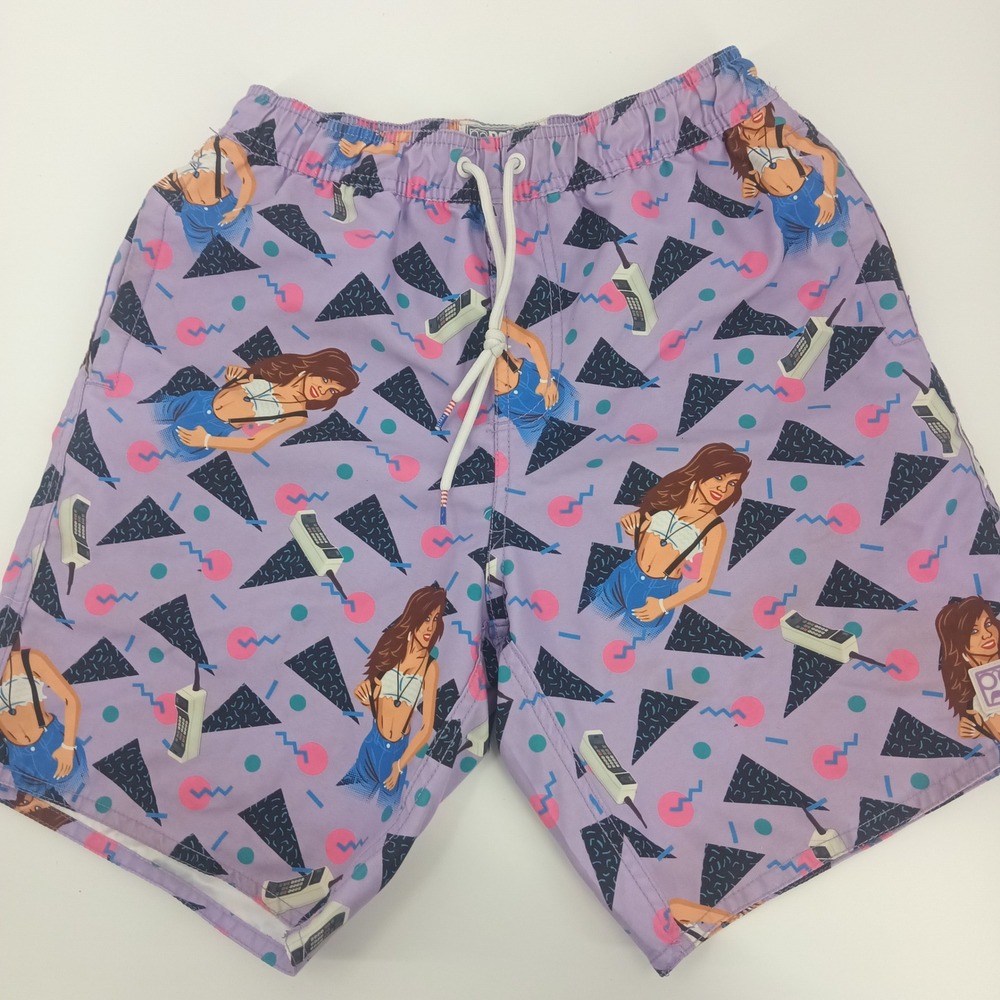 RSVLTS The Roosevelts Sz M Swim Shorts Saved By The Bell Retro Kelly Kapowski